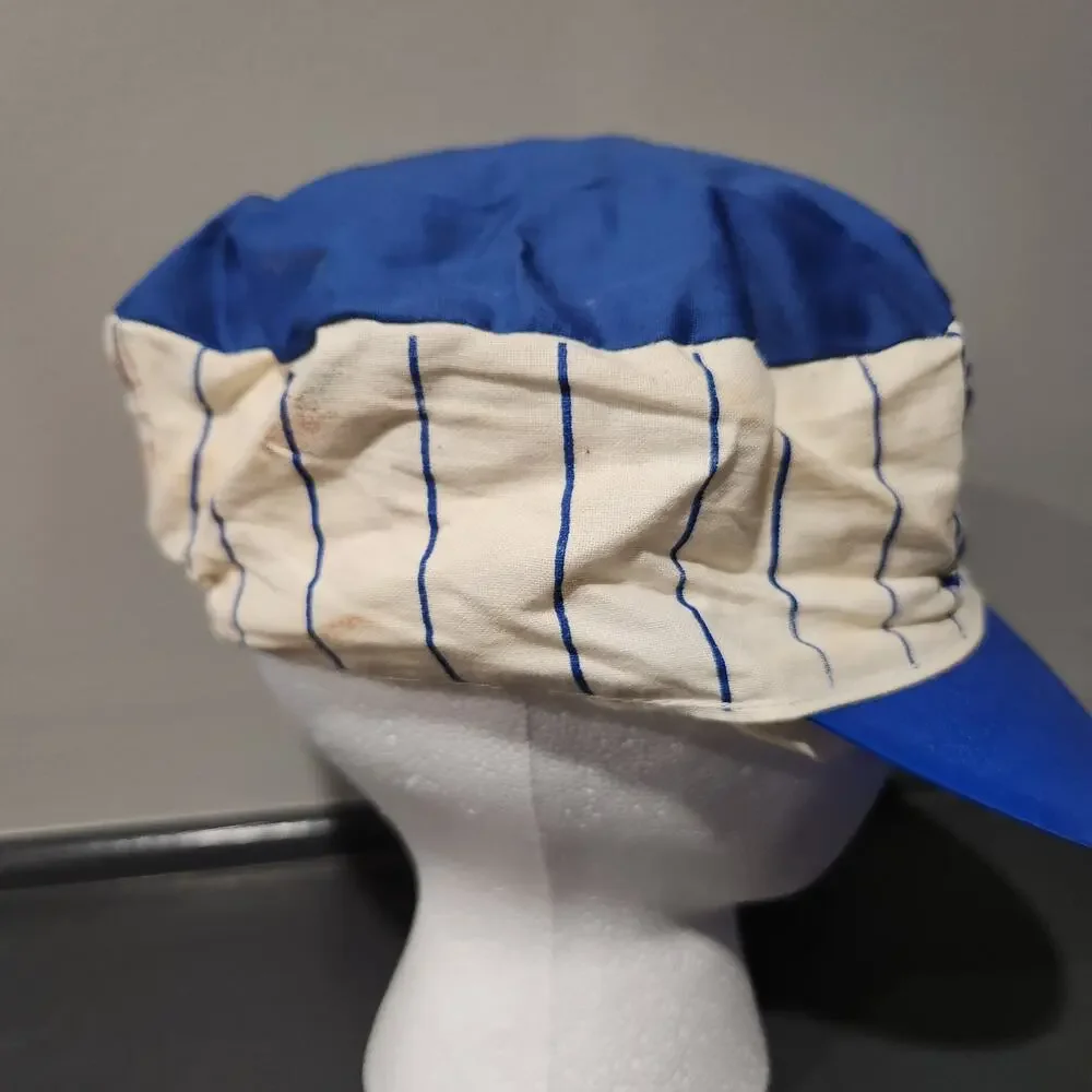 VTG Bud Light‎ Budweiser Beer Blue Pinstripe Painters Hat Cap USA Made STAINED